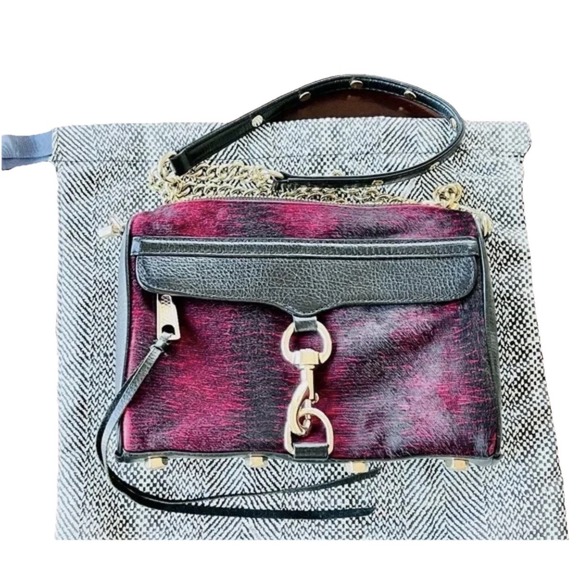 Mini MAC Oxblood Pony Hair Clutch Chain Strap Rebecca Minkoff Y2K - Picture 7 of 7